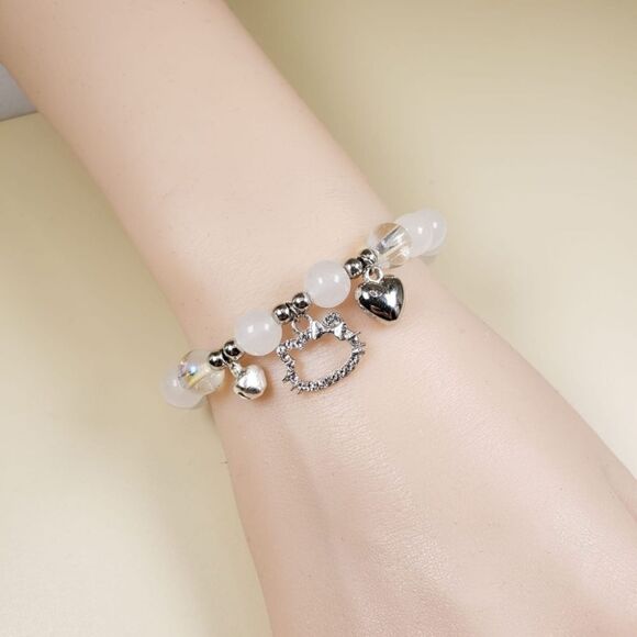 Brand New Hello White White Stones With Silver Rhinestone Bracelet - Picture 2 of 6